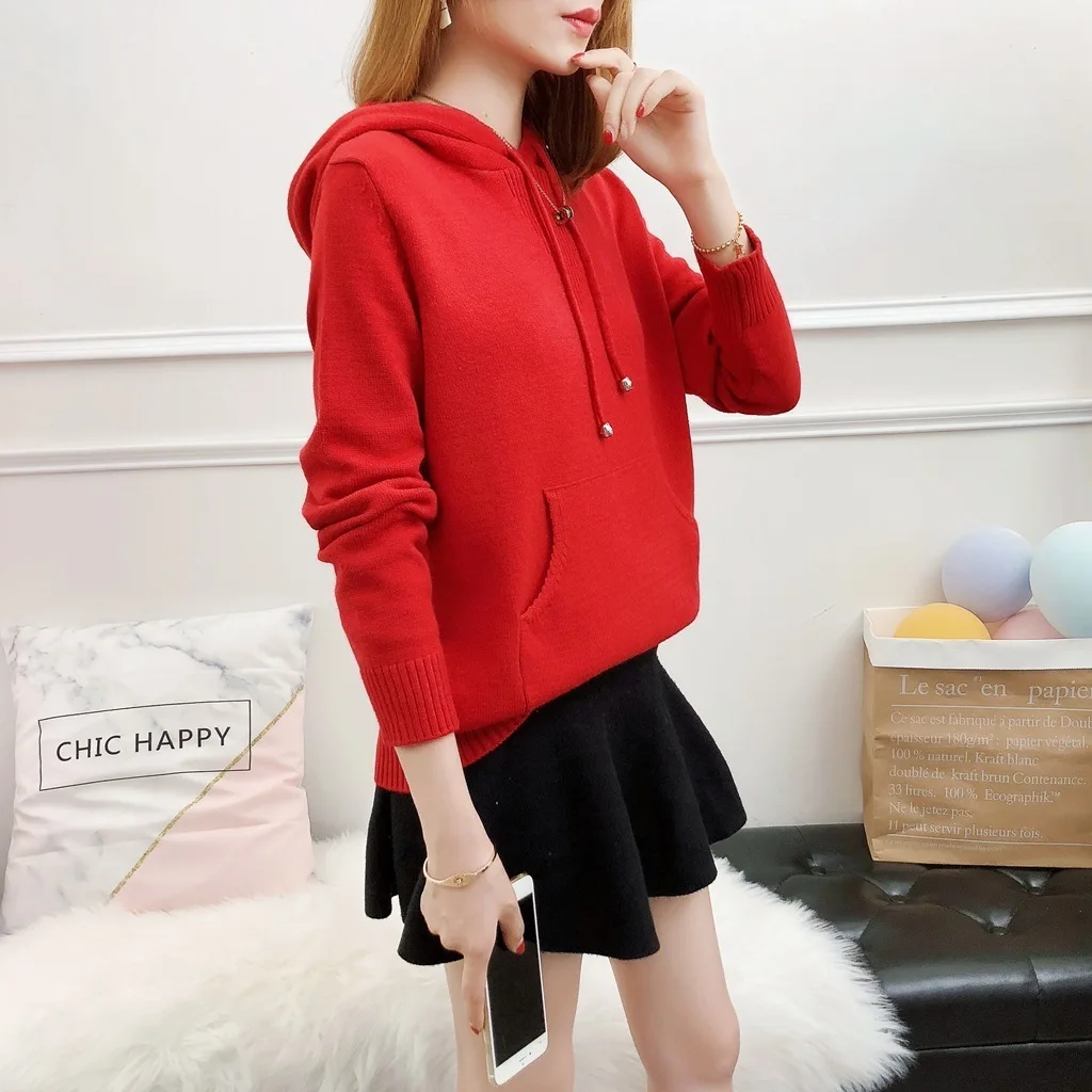 2019 Promotion Poncho Jumper Shirt Sweater Autumn Dress Fund Even Hat New Pattern Student Easy Long Sleeve Loose Coat Winter | Женская