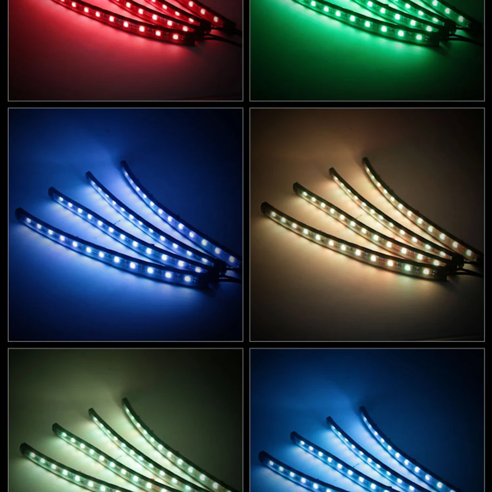 Светодиодная лента для автомобиля RGB светильник s SMD5050 DC5V 12 в водонепроницаемый гибкий автомобильный светильник Tnterior неоновая лента 4 шт. Светодиодная лента USB