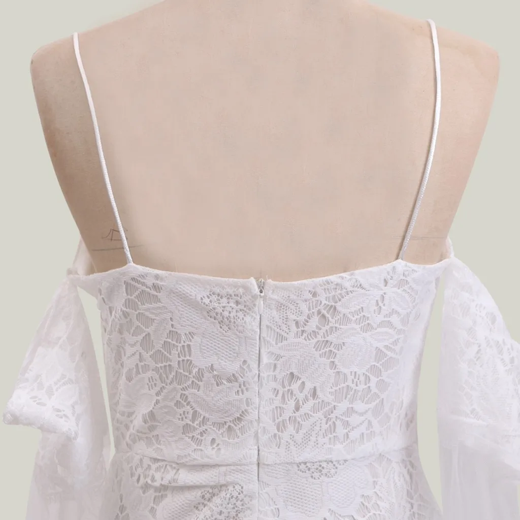 Модное женское летнее сексуальное кружевное платье с v образным вырезом ажурное