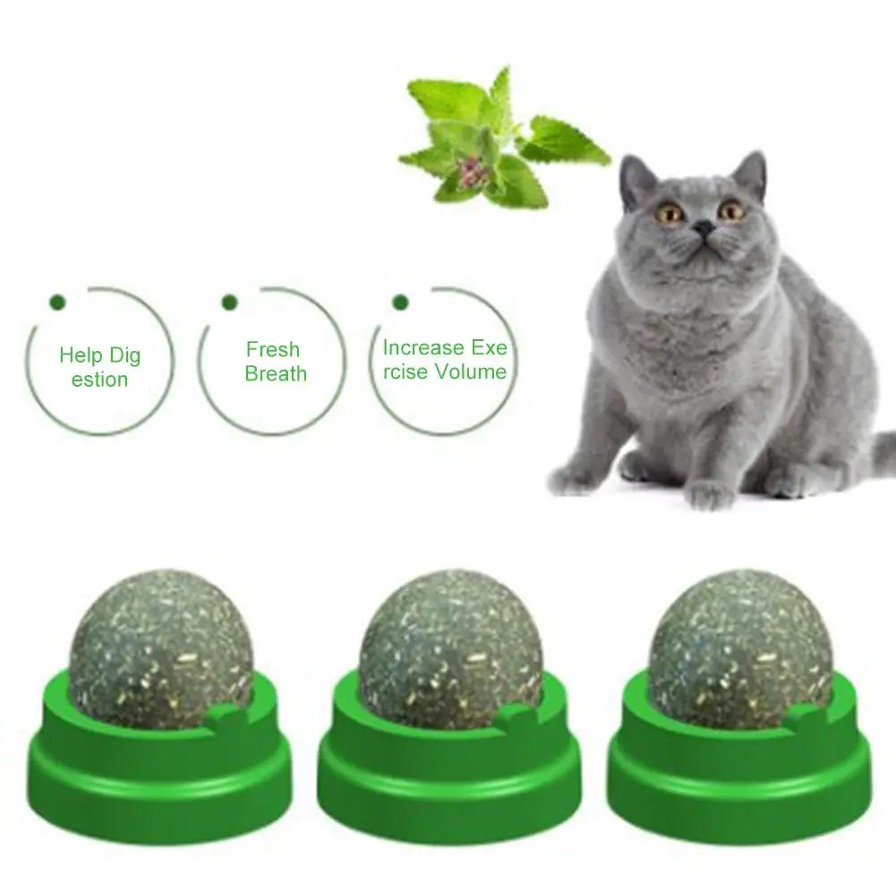 Pet Catnip Toys Ball For Cat Pure Natural Mint Leaf Rotating Puzzle Balls Interactive Training Chew And Lick | Дом и сад