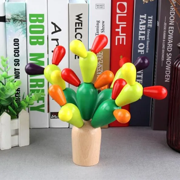 Wooden blocks children's piled baby hands-on stitching cactus fairy ball puzzle multi-function split assembling toys | Игрушки и