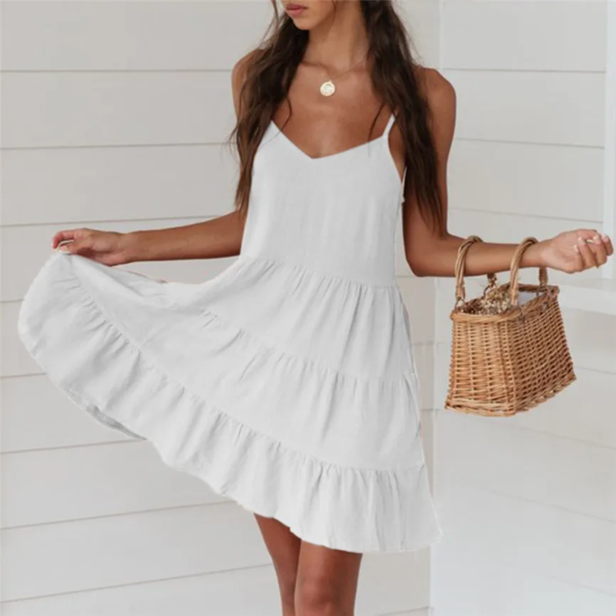 Модное женское летнее плиссированное платье сарафан мини модное платье|Женские