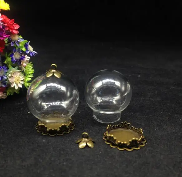 5 шт. стеклянный глобус бронзовое покрытие маленькая Цветочная кружевная основа 8