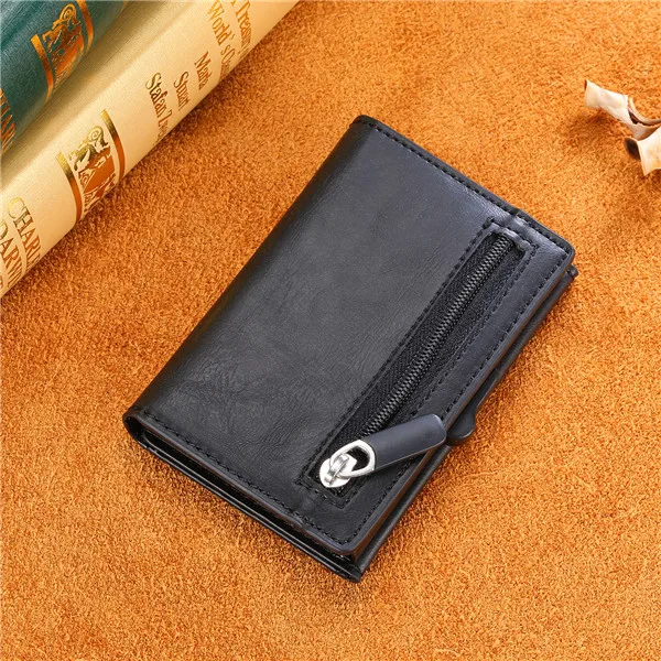 

BISI GORO RFID PU Leather Card Case Single Box Smart Credit Card Holder 2021 New Arrival RFID Coin Purse Carbon Fiber Wallet