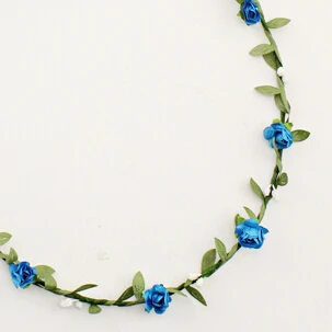 10pcs/lot Handmade Women Headbands Mini Flowers With Green Leaves Pendants Hairband More Colors Handbands For Beach Wear | Дом и сад