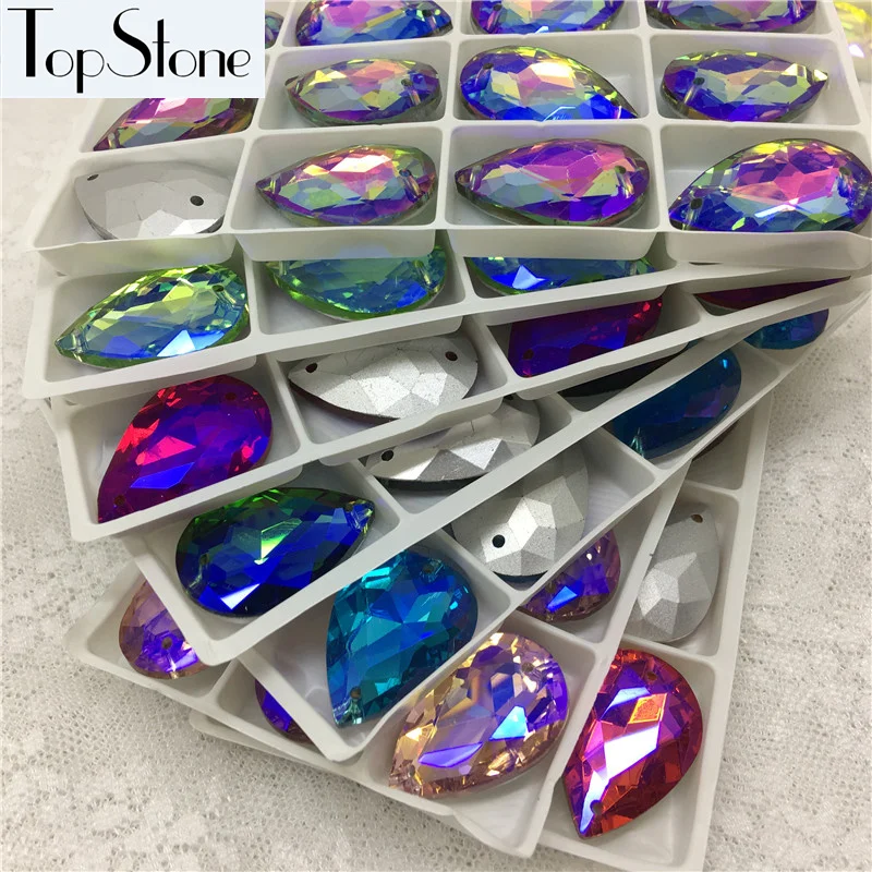 TopStone хрустальные стеклянные острые шитые свободные бусины цвета AB капли для