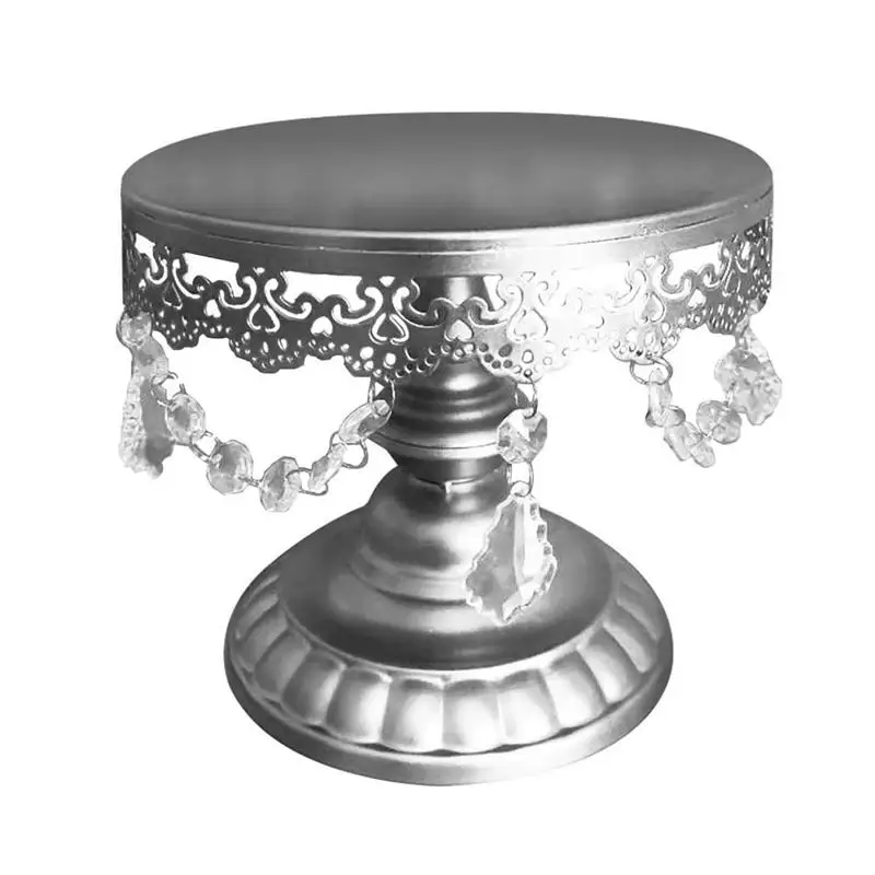 S Silver OUNONA, круглый хрустальный дисплей для торта, подставка для свадебного кекса, десерта, подставка для хранения торта на день рождения - Цвет: S Silver