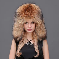 men women winter natural fox fur hats super warm real raccoon fur hat noble genuine leather thick silver fox fur cap