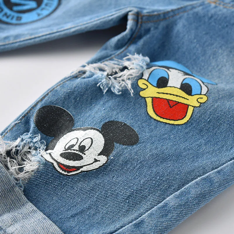 2020 Новая летняя футболка в полоску с Микки Маусом + джинсовые шорты для мальчиков