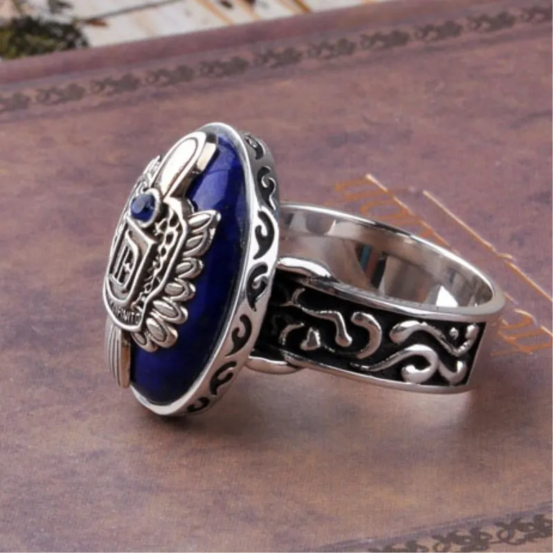 Винтажные кольца Stefan 's Finger семейное Крест Кольцо Лазурит эллипс Костюмные для