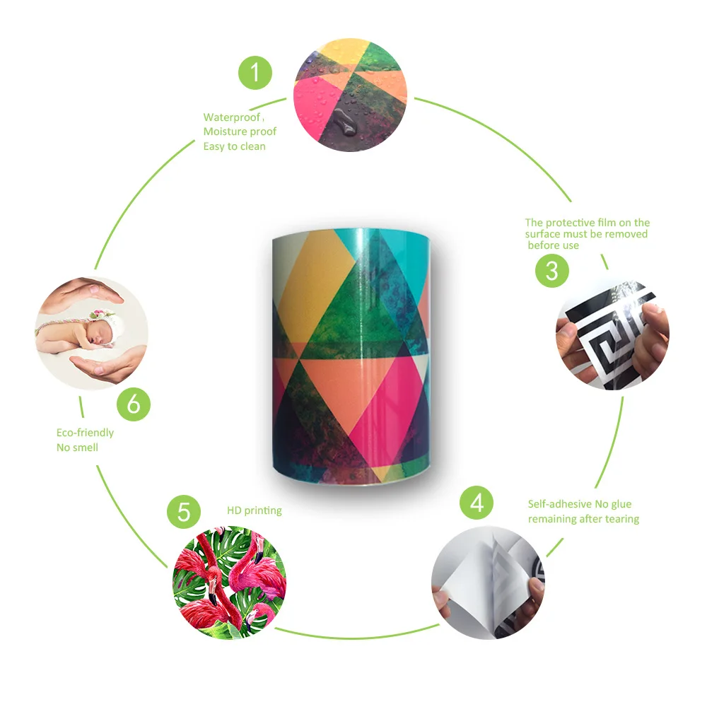 Самоклеющиеся обои Funlife цветные водостойкие для коридора ванной кухни домашнего