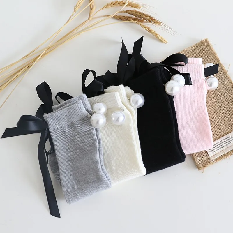 Носки для маленьких девочек длинные ботинки детские гольфы с галстуком-бабочкой