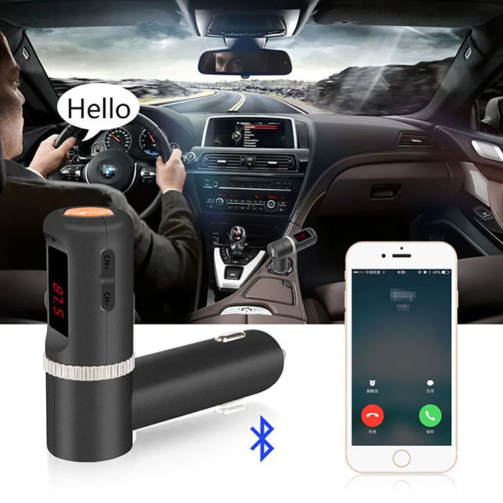 Беспроводное автомобильное зарядное устройство с Bluetooth и двумя USB портами