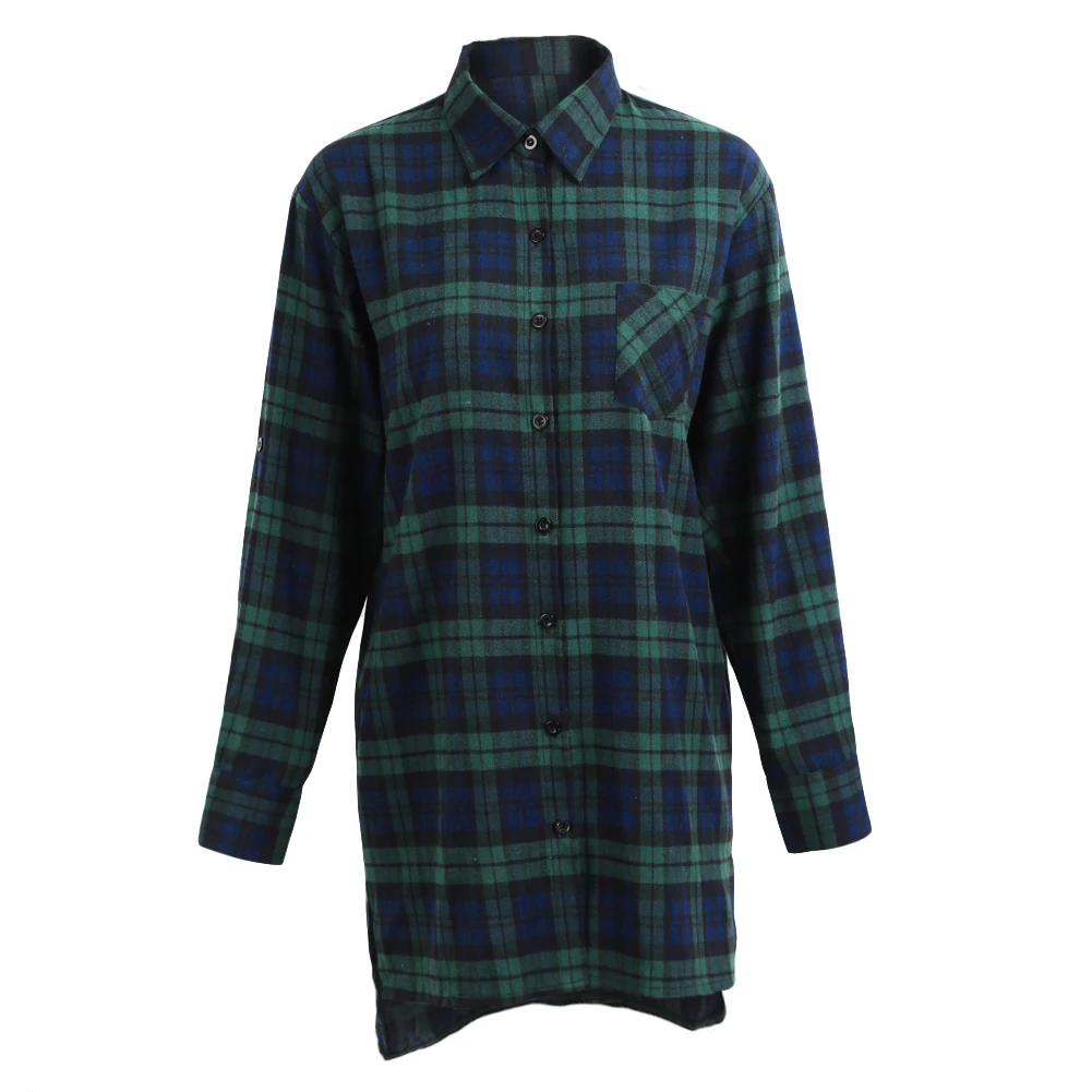 4XL 5XL размера плюс рубашка для женщин осень красный плед тартан на пуговицах с