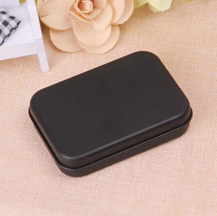 Black Tin Box Rectangle Mini Organizer Pill Candy Tea Storage Case Container For Money Coin Keys Playing Card SN991 | Дом и сад