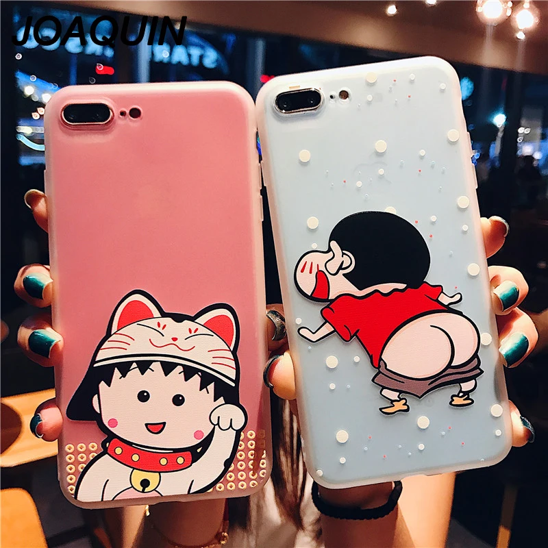 Japan Cartoon Soft TPU Back Cover Crayon Shin-chan Cute Lovely Girl Pink Phone Case for iPhone 8 6 Plus/6s Plus 6s 7/7 X |