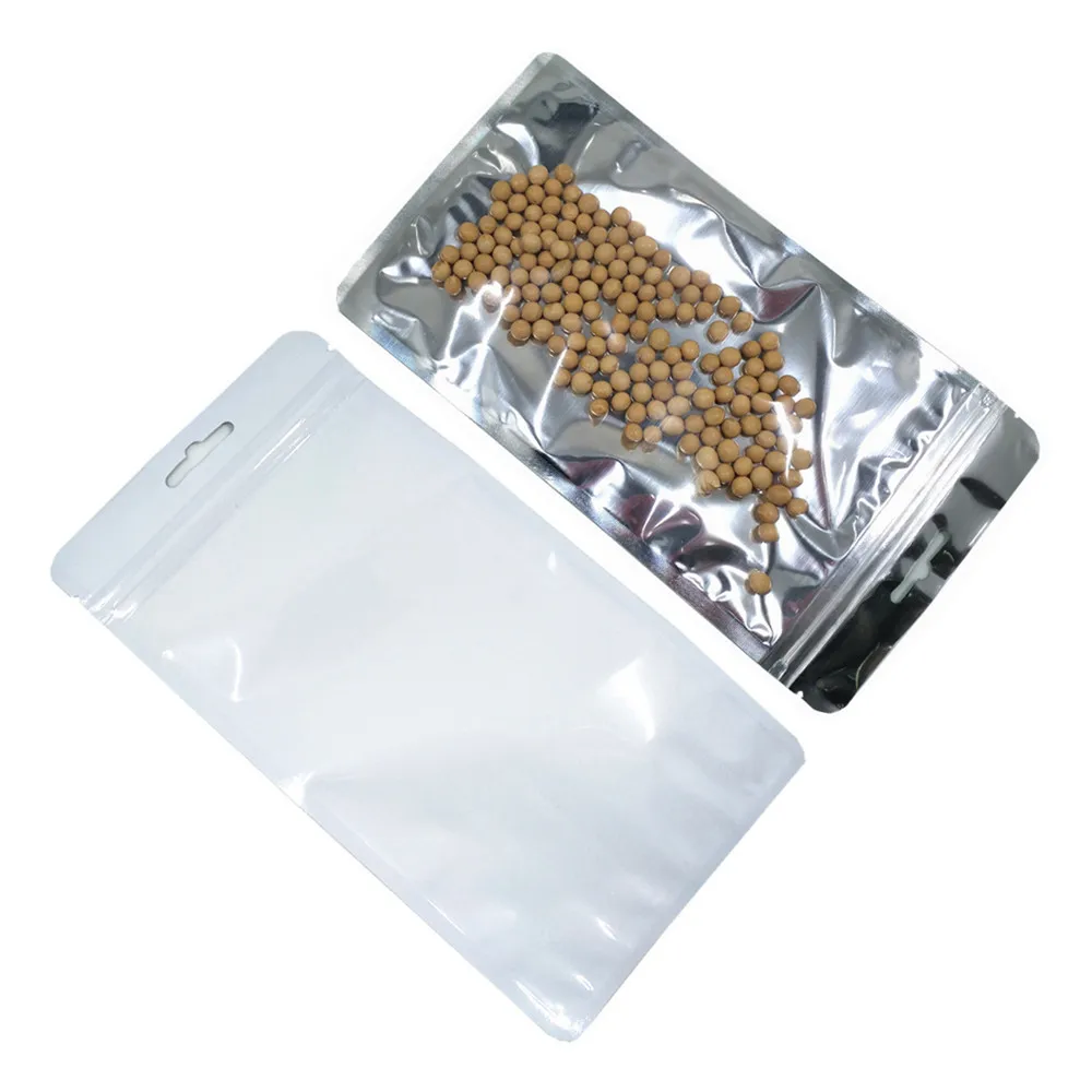 1000Pcs/lot Clear Front Colorful Aluminum Foil Zip Lock Packaging Bag with Hang Hole Mylar Zipper Packing for Sundries Food | Дом и сад