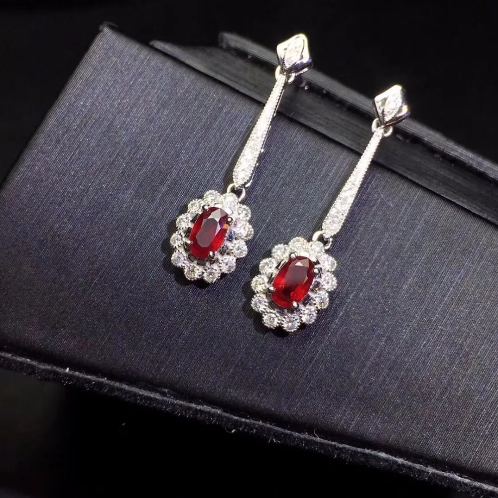 Ювелирные изделия настоящее чистое 18 K Белый Золотой натуральный рубин