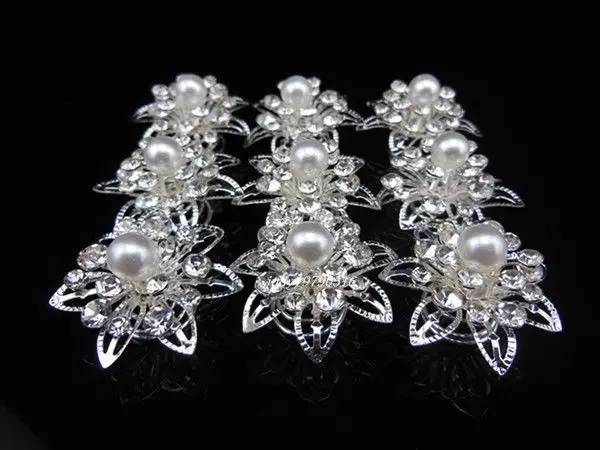 

20 Pcs White Pearl Crystal Wedding Bride Prom Hair Twists Spins Pins Hair Clip F3