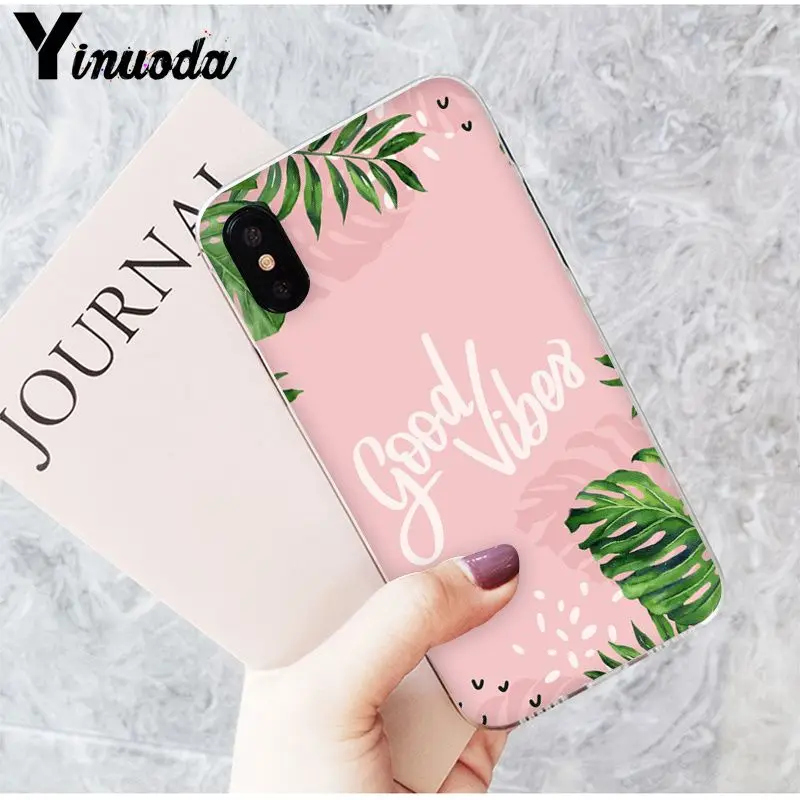 Yinuoda Лето листьев банановых Цветы Чехол для телефона Apple iPhone 8 7 6 6S Plus X XS Макс 5 5S SE XR