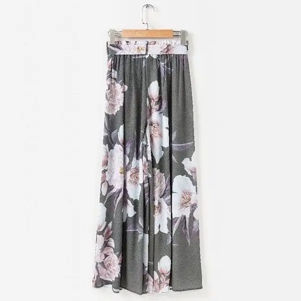 Модные женские Boho Цветочные Длинные штаны с высокой талией Палаццо мешковатые широкие брюки женские летние свободные повседневные брюки