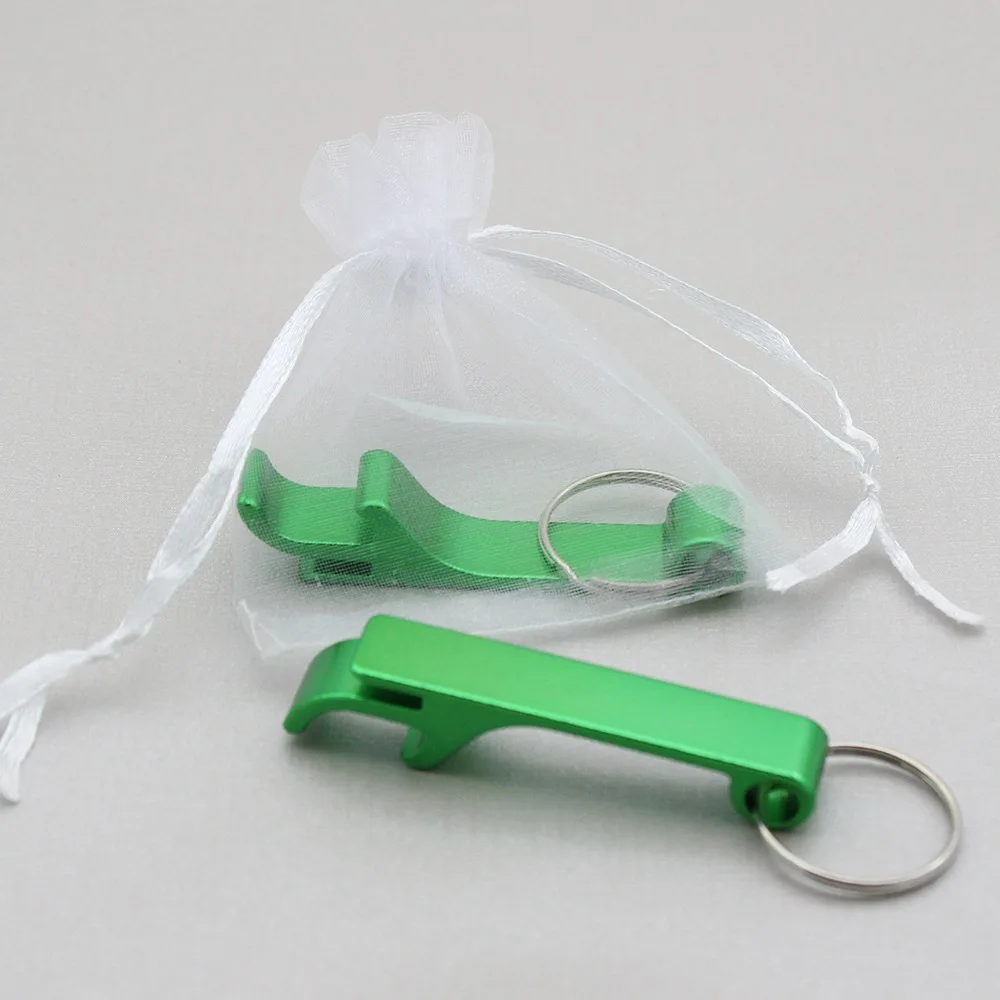 Green With Bags 60 шт. Персонализированные Свадебные Выгравированные открывалки для бутылок Брелоки Брелок с органзы сумки на день рождения сувениры вечерние подарки - Цвет: Green With Bags
