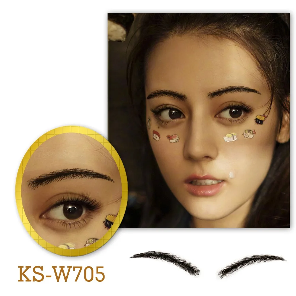 Neitsi Fake Eyebrow For Women Makeup Realistic Wave Style Lace Human Hair Fake Eyebrows Artificial Weaving Eyebrow KS-W705