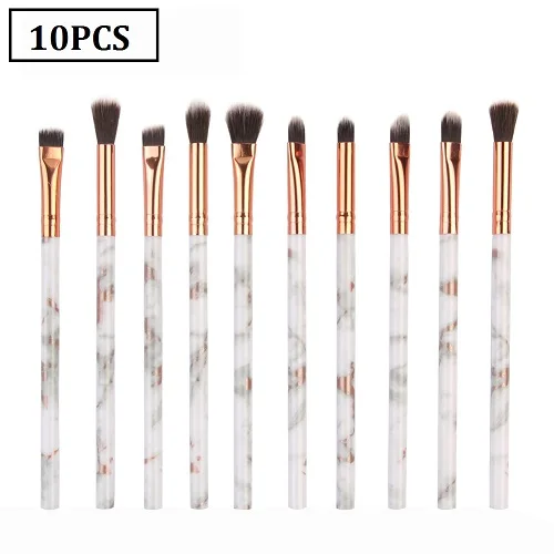 10pcs 10 шт кисти для макияжа, кисть для пудры, основа для ресниц, тени для век, набор кисточек для макияжа, Мраморная синтетическая кисть для волос Pincel Maquiagem - Handle Color: 10pcs