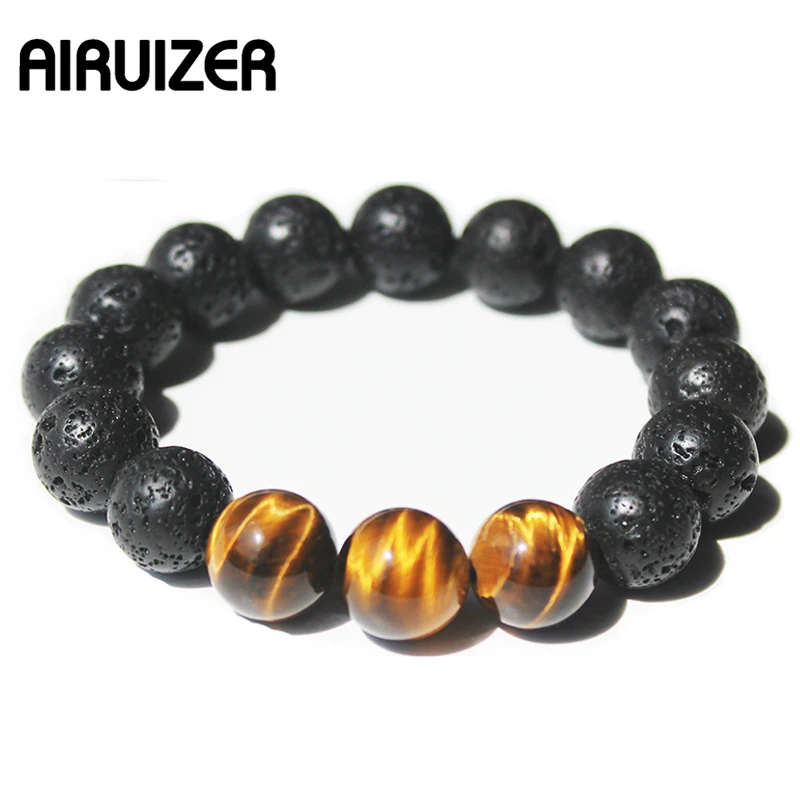 

Новинка 2018, модный мужской браслет, женские браслеты, 12 мм, тигровый глаз, камень, мужской браслет, лава, камень, удача, браслеты
