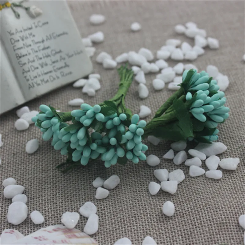 Water blue DIY новая Корейская розовая Звезда Спайк цветок розетка моделирование маленький Ягодный букет свадебные украшения 12 шт - Цвет: Water blue