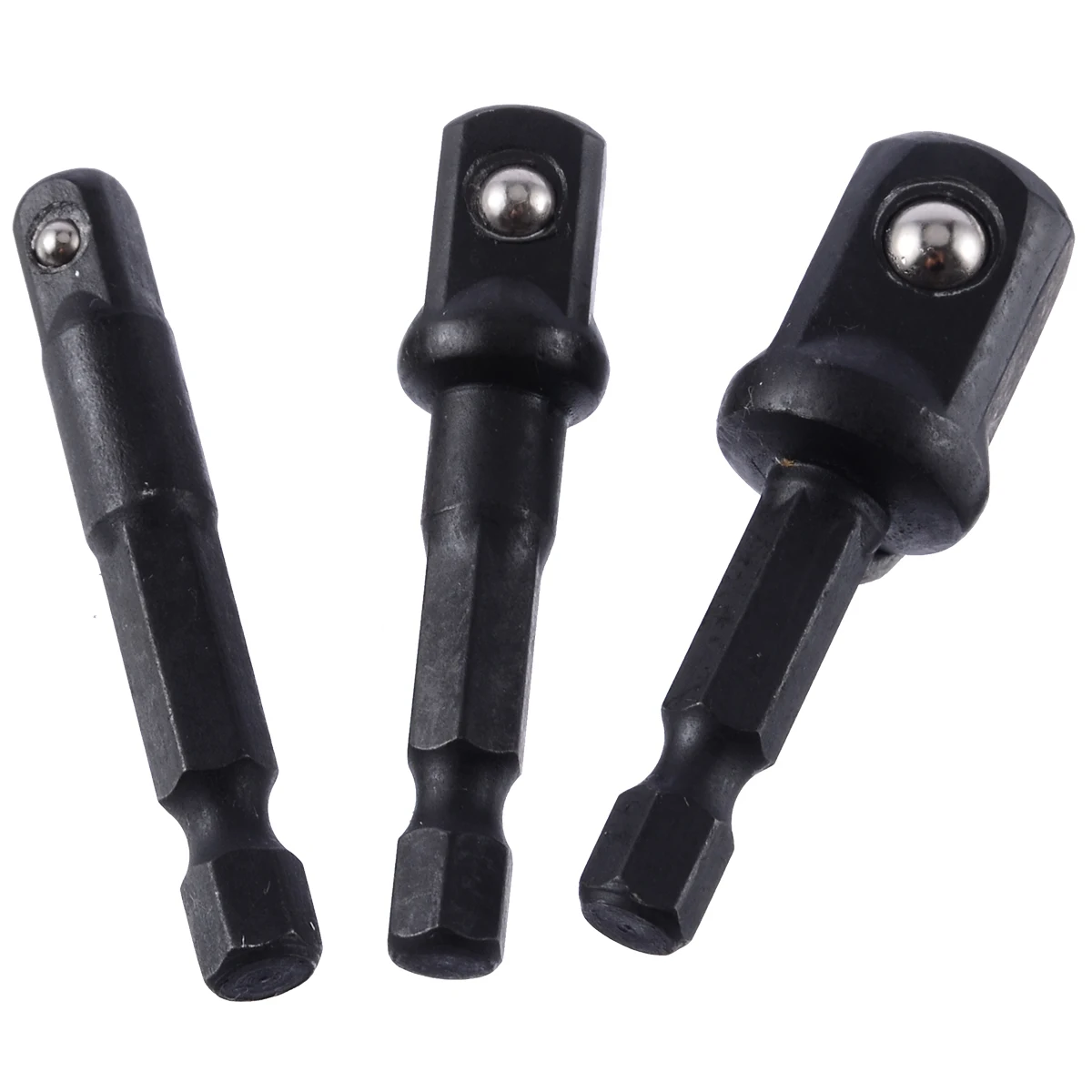 

3pcs Black Hex Socket Adapter Bits Set 1/4" 3/8" 1/2" Extension Drill Bits Hex Socket Adapter For Electric Screwdriver Tools