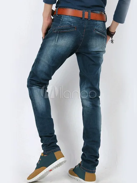 new 2014 famous brand designer Fashion Blue Pockets Solid Color Cotton Skinny Men's Jeans|fashion maternity jeans|fashion bindersjeans organic |