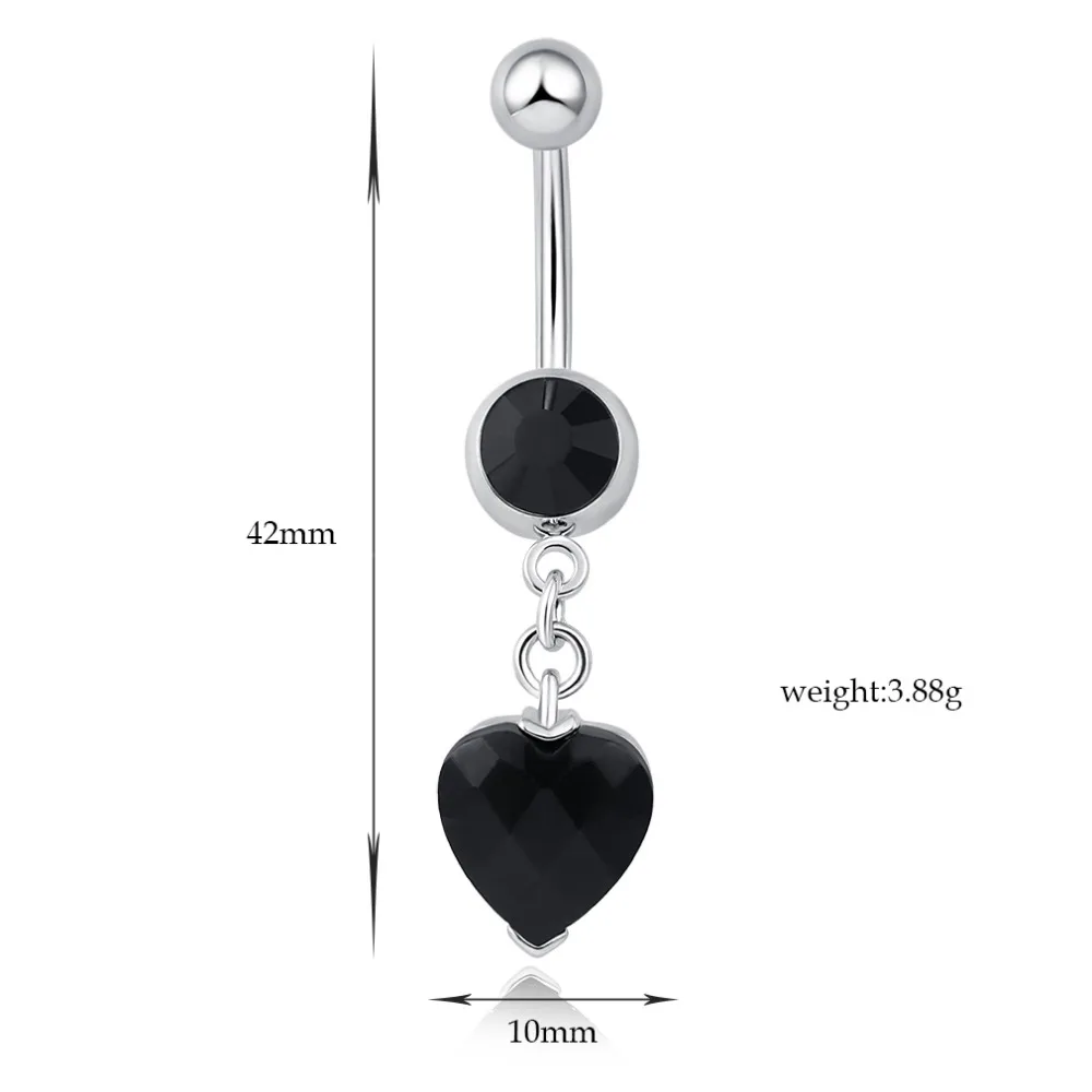 Новые модные женские кольца для пупка в форме сердца хирургический пирсинг