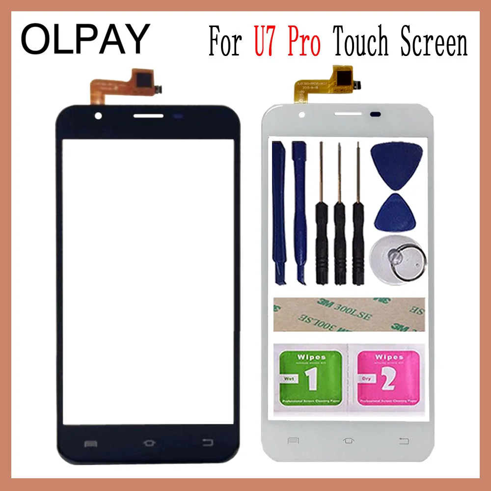 OLPAY 5,5 дюйма для Oukitel U7 Pro Сенсорный экран дигитайзер панель передняя внешняя стеклянная линза сенсор Бесплатный клей+ салфетки