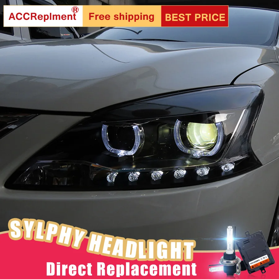 2Pcs LED Headlights For Nissan Sylphy 2012-2015 led car lights Angel eyes xenon HID KIT Fog Daytime Running Lights | Автомобили и