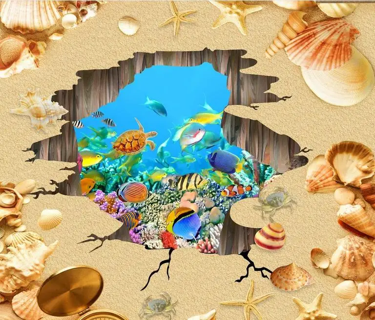 Обои для гостиной 3d напольная плитка под заказ подводный мир водонепроницаемые