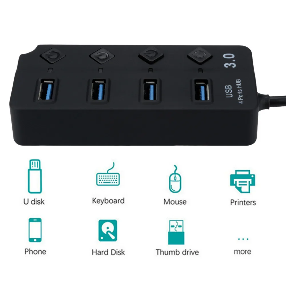 Концентратор 4 порты и разъёмы независимый ключ 3,0 usb-хаб компьютер Deconcentrator концентратор 5 в 500 мА милый изысканный внешний вид удобны