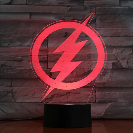 Флэш логотип Usb 3d светодиодный Ночной светильник в виде супергероя из мультфильмов, для мальчиков день рождения детей Подарки настольная лампа прикроватный Dc Лига Справедливости