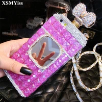 for iphone 13 12 11 pro max x xs max xr 6 6s 7 8 plus diamond rhinestone mirror perfume bottle soft phone case back cover
