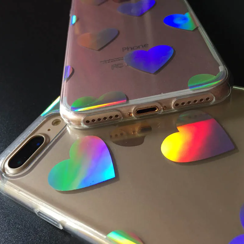 Kerzzil Luxury Laser Lovely Heart Transparent Clear Case for iPhone7 7plus LOVE Capa iPhone 6 6s Plus PC Hard Cases | Мобильные