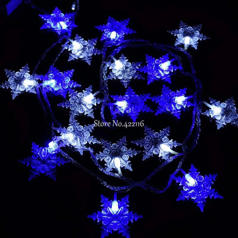 Рождественская светодиодная гирлянда в виде снежинок 9 цветов 10 м 80