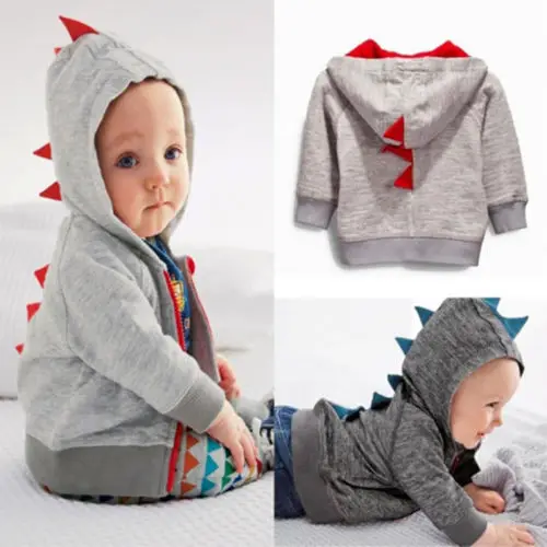 Citgeett Toddler Kids Baby Boys Animal Dinosaur Tops Long Sleeves Coat Jacket Zipper OuterwearAutumn Winter Hooded Clothes | Детская