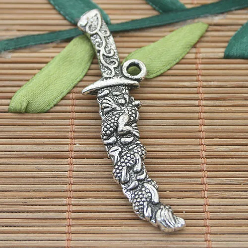 

30pcs dark silver tone sword charms h3194