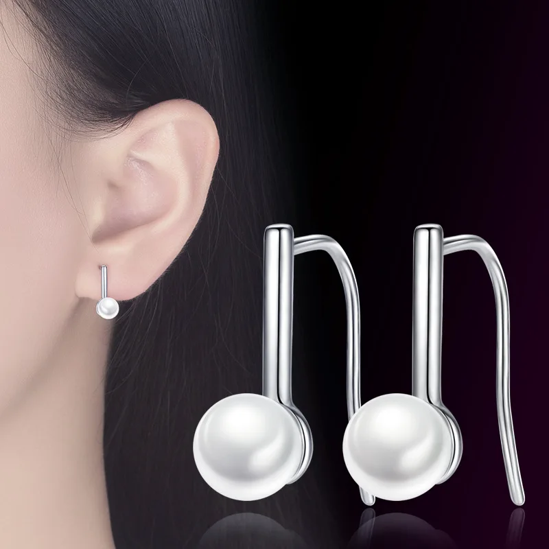 

100% 925 sterling silver fashion pearl ladies`drop earrings jewelry women birthday gift drop shipping Anti allergy