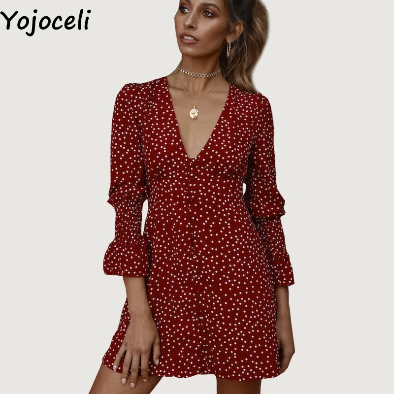 Yojoceli/сексуальное женское платье в горошек Летние Элегантные Вечерние