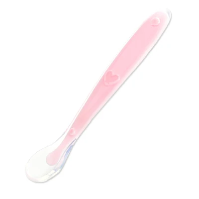 Pink Детская Мягкая силиконовая ложка для кормления новорожденных одноцветное Цвет Еда посуда ложки новорожденных безопасности Еда дополнительная посуда MY0040 - Цвет: Pink