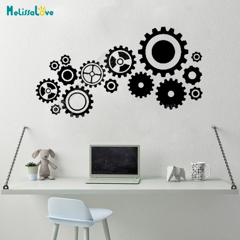

Зубчатое колесо, Креативный новый дизайн, наклейка, кабинет, спальня, офис, наклейка, Декор, наклейка, съемные виниловые наклейки на стену B783