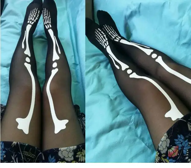 Японские Harajuku 15D/150D черные колготки, колготки с черепами, сексуальные женские колготки на Хэллоуин, шелковые чулки в стиле панк-рок, Medias