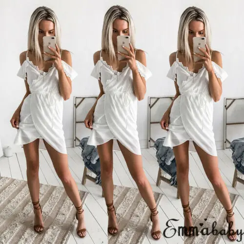 2019 Women arrival Summer Short Mini Dress Casual Sleeveless V Neck | Женская одежда