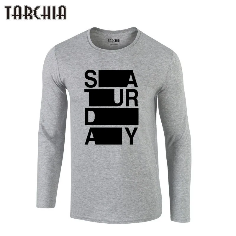 

TARCHIA Saturday Plus Size Men's Tee Tee 2021 Brand Free Shipping Eur Size Long Sleeve Men New Homme T-Shirt 100% Cotton